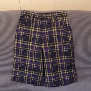 NWT Plaid Purple and Gold Shorts